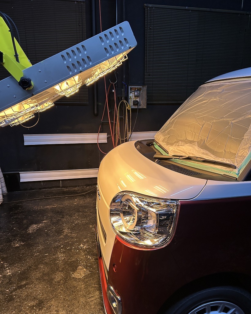 DAIHATSUムーブキャンバスGguardガラスコーティング乾燥近赤外線ヒーター乾燥コーティング剤完全硬化