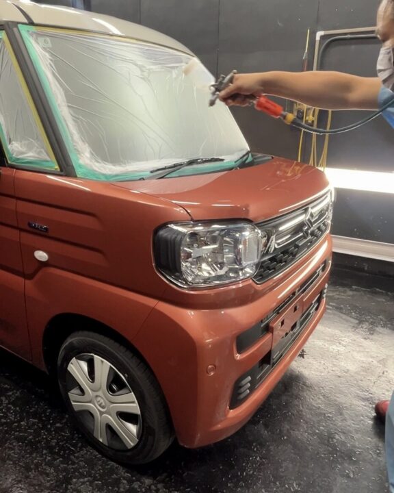 SUZUKIスペーシア1層・2層吹き付けコーティング施工