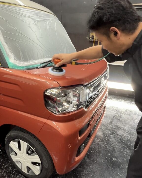 SUZUKIスペーシアGguardガラスコーティング3層(親水)トップコート(親水)ダブルアクション施工