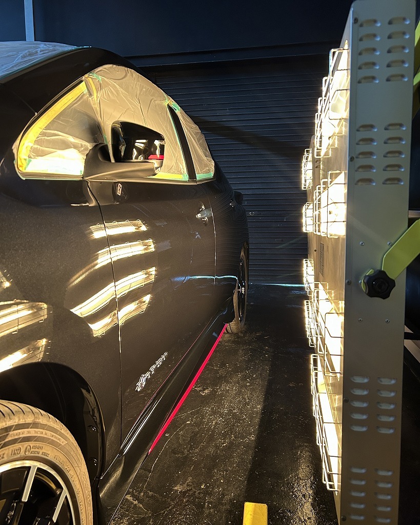 NISSANリーフnismoＧguardガラスコーティング３層（親水）施工後近赤外線ヒーター乾燥コーティング剤硬化