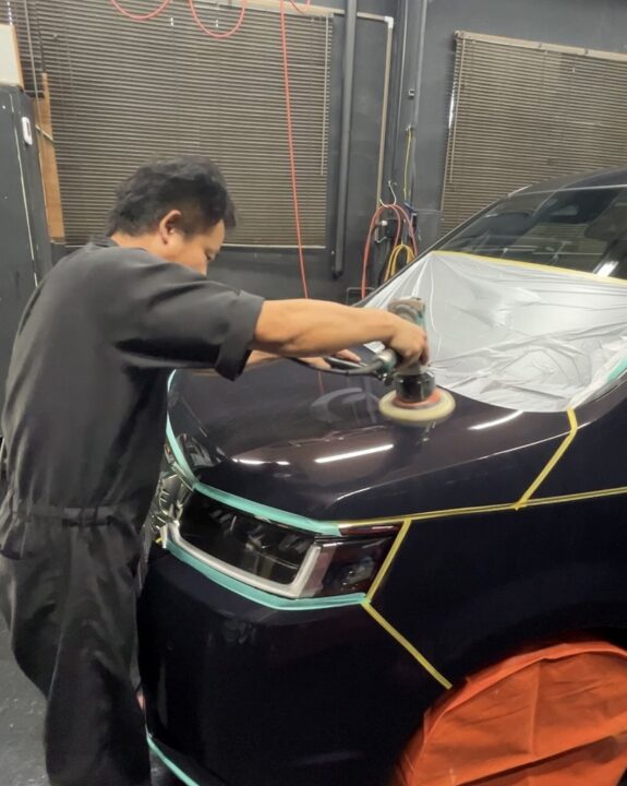 HONDAステップワゴンGguardガラスコーティング２層（親水）施工前磨き（ハードフィニッシュ）