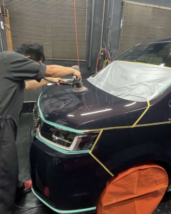 HONDAステップワゴンGguardガラスコーティング２層（親水）施工前磨き（ハードフィニッシュ）