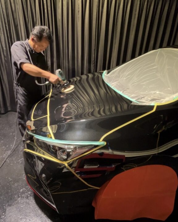 NISSANリーフnismoＧguardガラスコーティング３層（親水）施工前磨き洗車傷除去艶出し