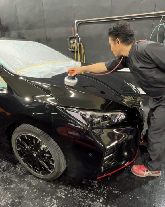 NISSANリーフnismoＧguardガラスコーティングトップコート（親水）ダブルアクション施工