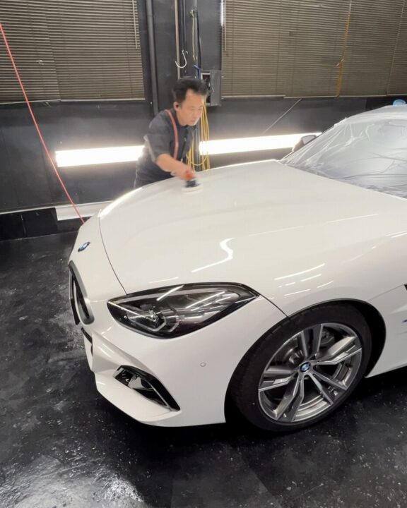 BMW　Z4　Ｇguardガラスコーティング３層トップコート(親水）ダブルアクション施工