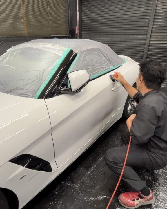BMW　Z4　Ｇguardガラスコーティング３層トップコート(親水）ダブルアクション施工