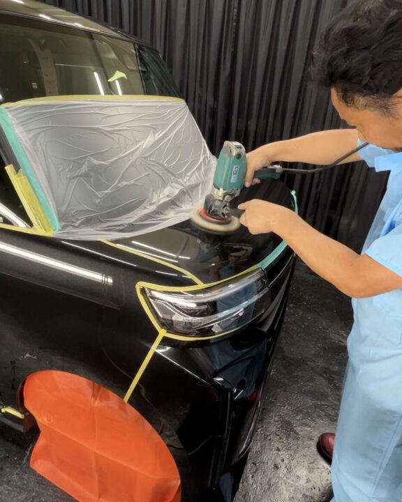 DAIHATSU　タントセラミックコーティングSystemX　CrystalSSとフロントガラス撥水コーティング施工前磨きキズ取り艶出しくすみ取り
