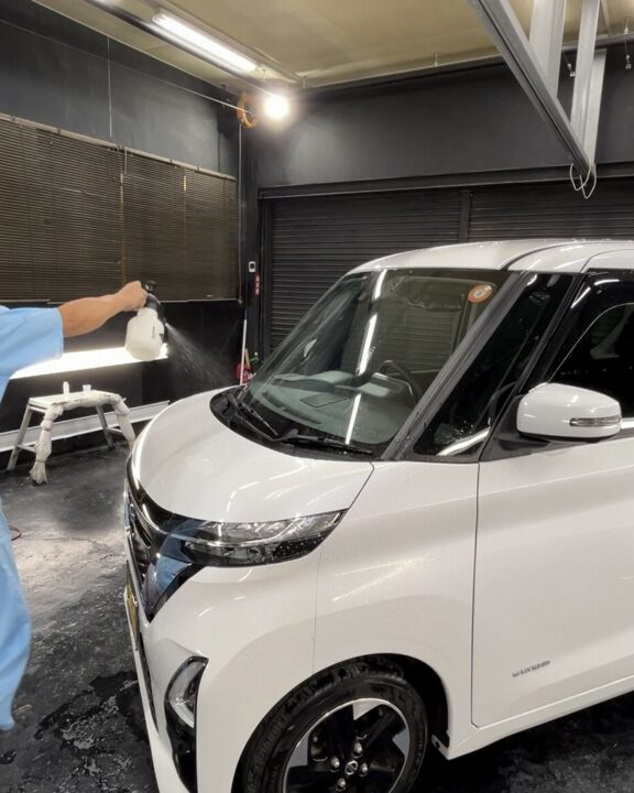NISSANルークス　セラミックコーティングSystemX　DiamondSS　　 施工前鉄粉除去剤で鉄粉除去