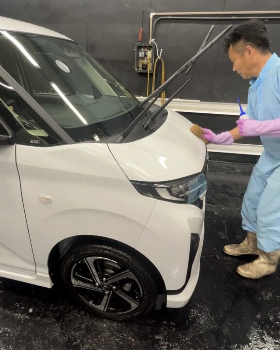 DAIHATSUムーブ　セラミックコーティングSystemXMAXG⁺とホイールコーティング施工前溶剤を使って付着物除去