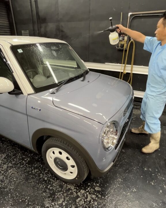 SUZUKI ラパン セラミックコーティング SystemXCrystalSS 施工前鉄粉除去剤を使って鉄粉除去