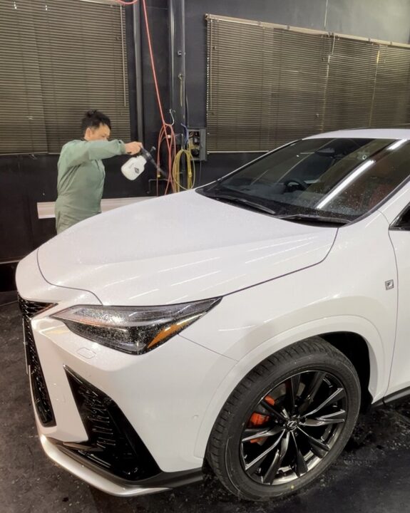 レクサスRX300 Gguardガラスコーティング3層(親水)+ホイールコーティング施工前鉄粉除去