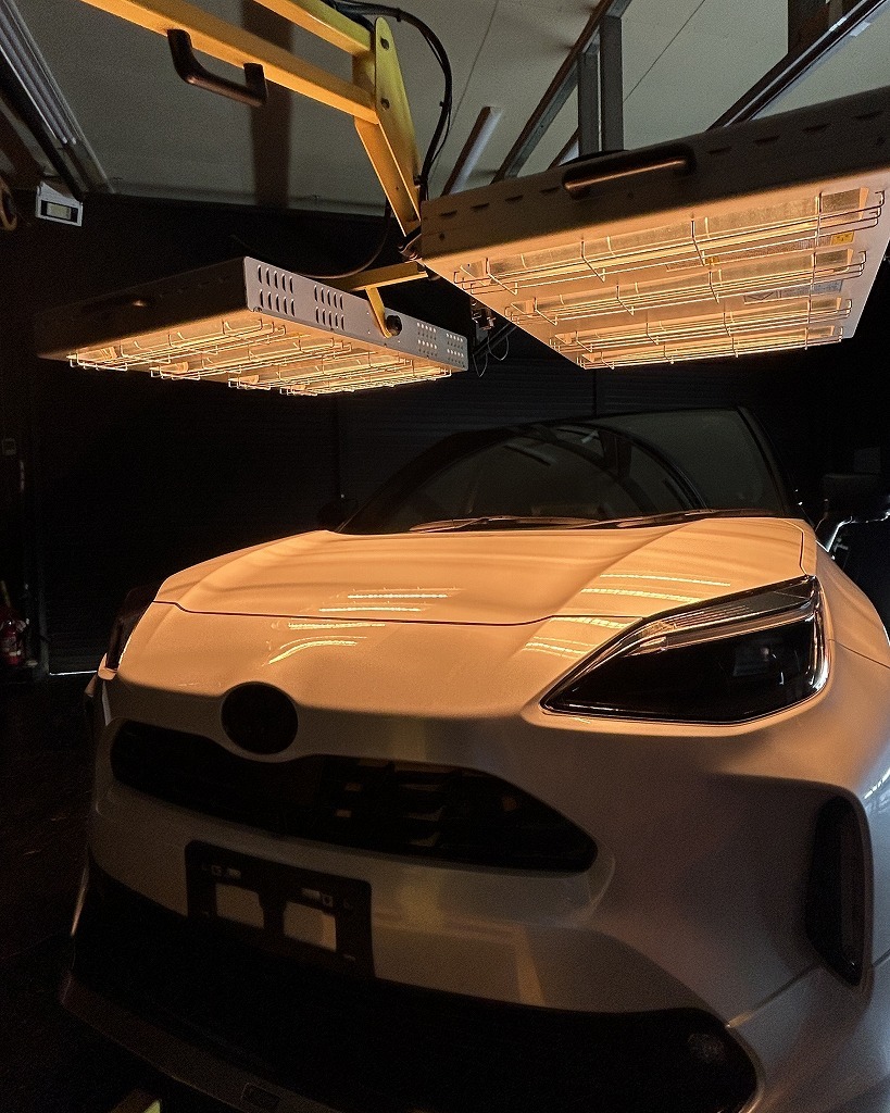 ヤリスクロス セラミックコーティングSystemXPRO施工後近赤外線ヒーター乾燥硬化