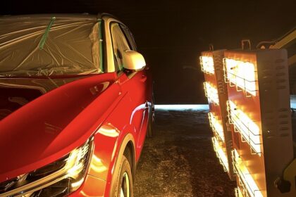 ボルボ XC40 Gguardガラスコーティング3層(親水)施工後近赤外線ヒーター乾燥硬化