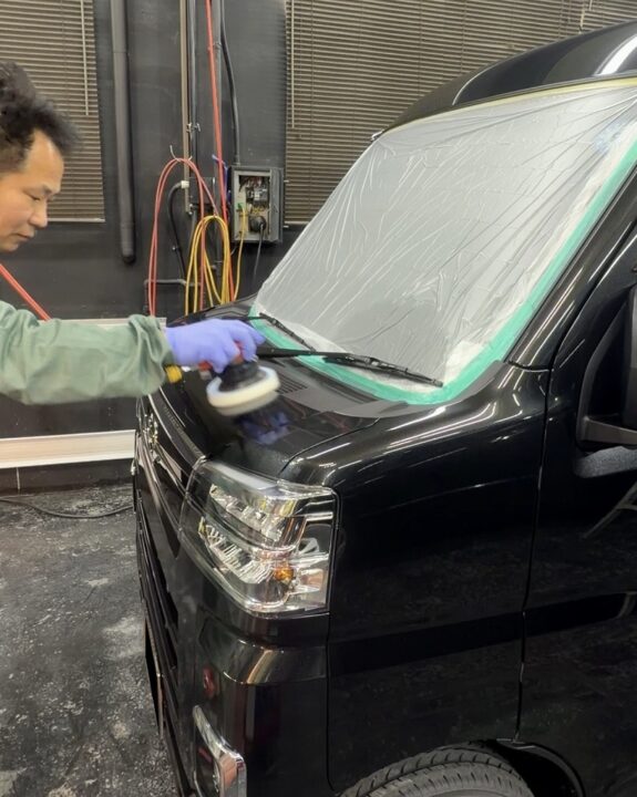 DAIHATSU　アトレーGguardガラスコーティング　ダイヤコーティング　５層目コーティング　親水コーティングダブルアクションで施工