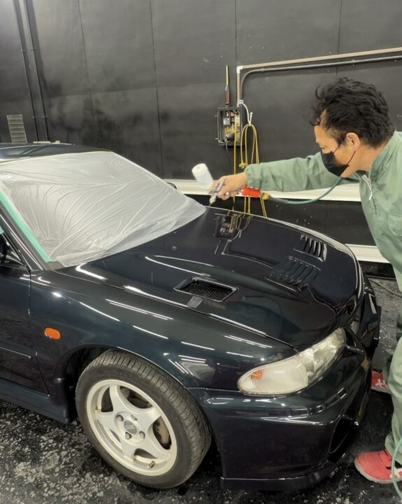 MITSUBISHI ランサーエボリューションセラミックコーティング専用プライマー吹き付け施工