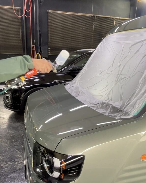 HONDA　N-VANにGguardガラスコーティング１層・２層吹き付けコーティング施工